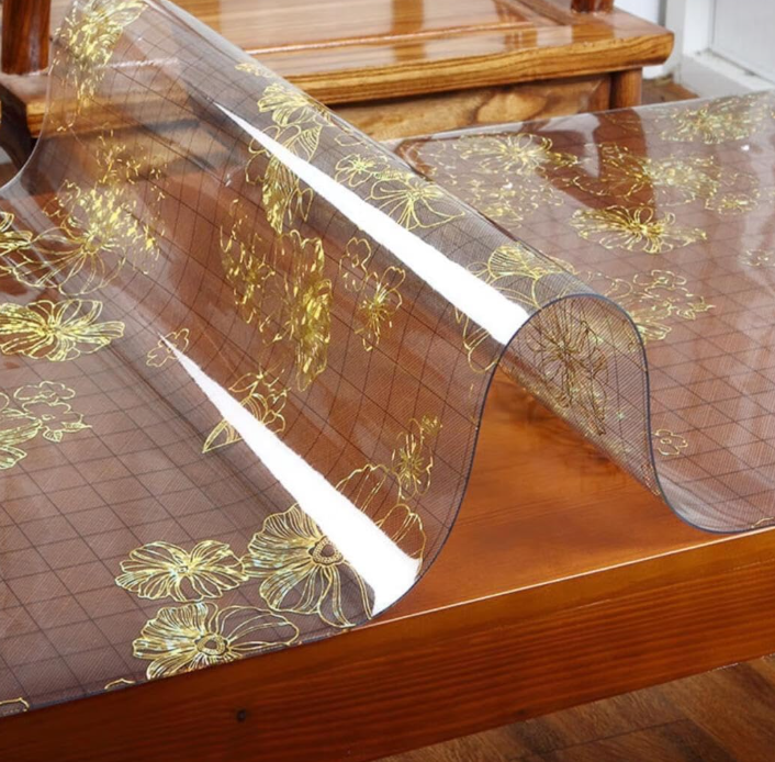 Black Mesh Floral Pattern Desk Protector